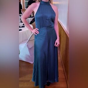 SAMSOE Rheo Halter Dress Elegant Teal Size Medium